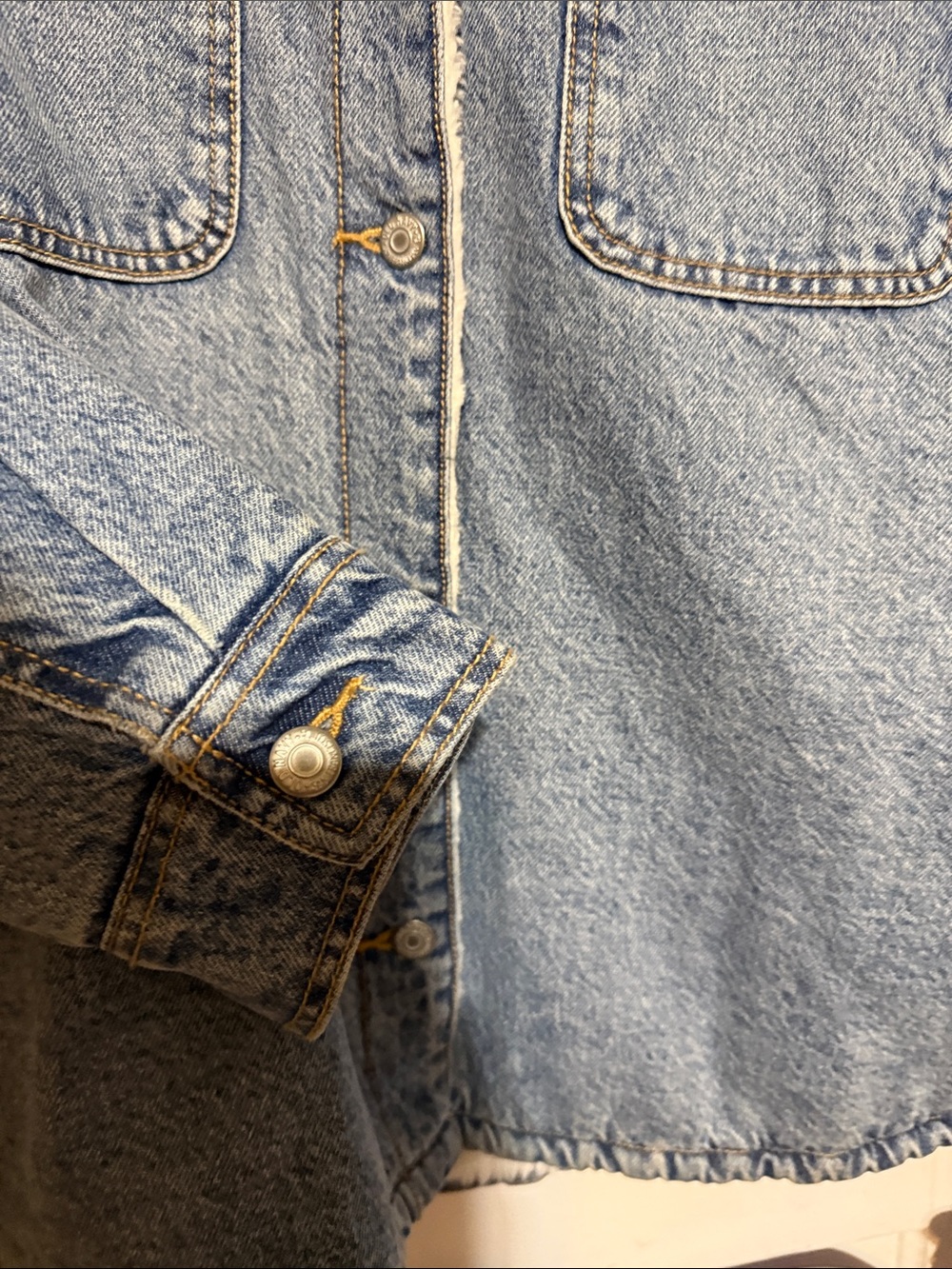 Old Navy Light Blue Denim Sherpa-Lined Jacket - Picture 5 of 13